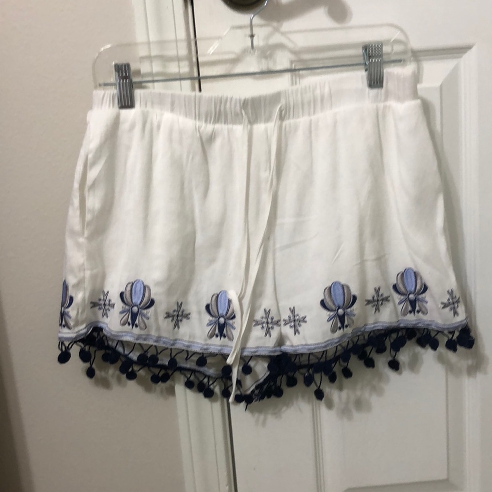 Embroidered Pom-Pom Shorts